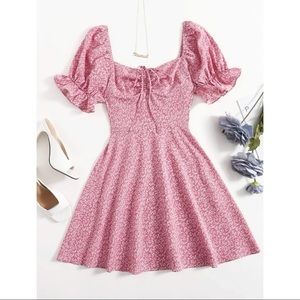 Puff sleeve print dress